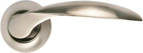 Ручка дверная на круглой розетке MORELLI MH-07 SN белый никель
