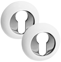 Ключевая накладка на евроцилиндр круглая PALIDORE CL WPС, белый/хром