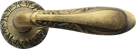 Ручка дверная на резной накладке BUSSARE CASTELO A-71-20 ANT.BRASS Античная латунь