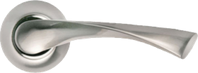 Ручка дверная на круглой розетке MORELLI MH-01 SN белый никель